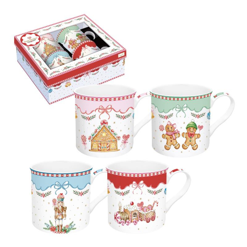 Set 4 mug 300 ml in porc.fine china in gift box SWEET CHRISTMAS