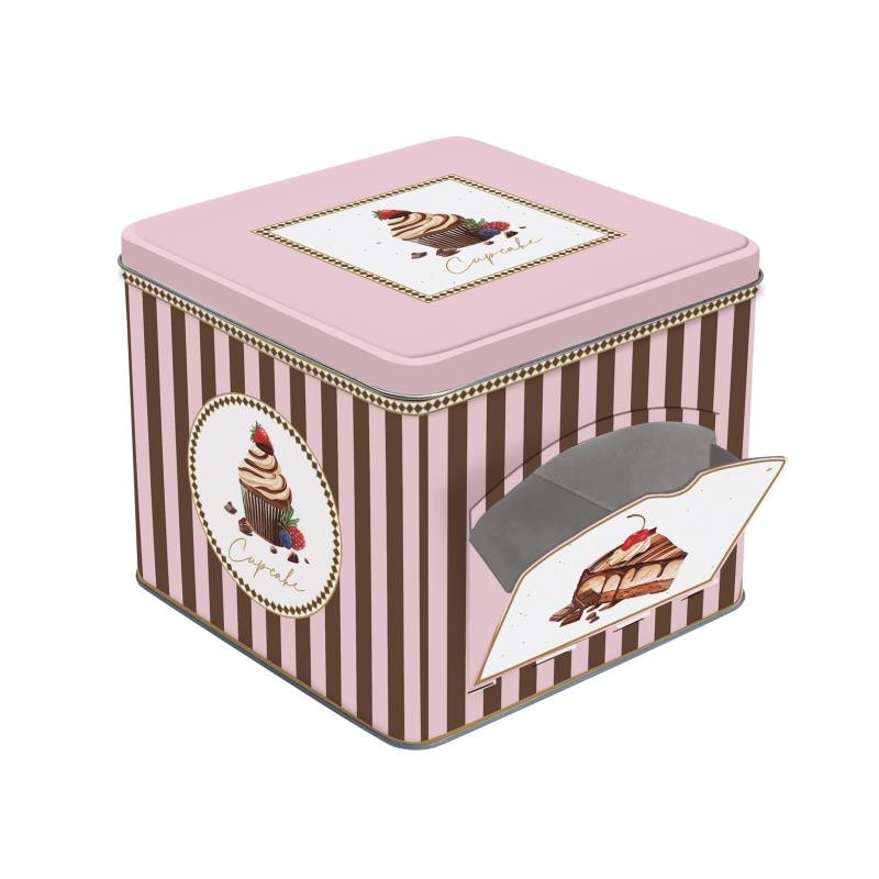 Scatola in latta porta caramelle 14x14x12 h SWEET MOMENTS