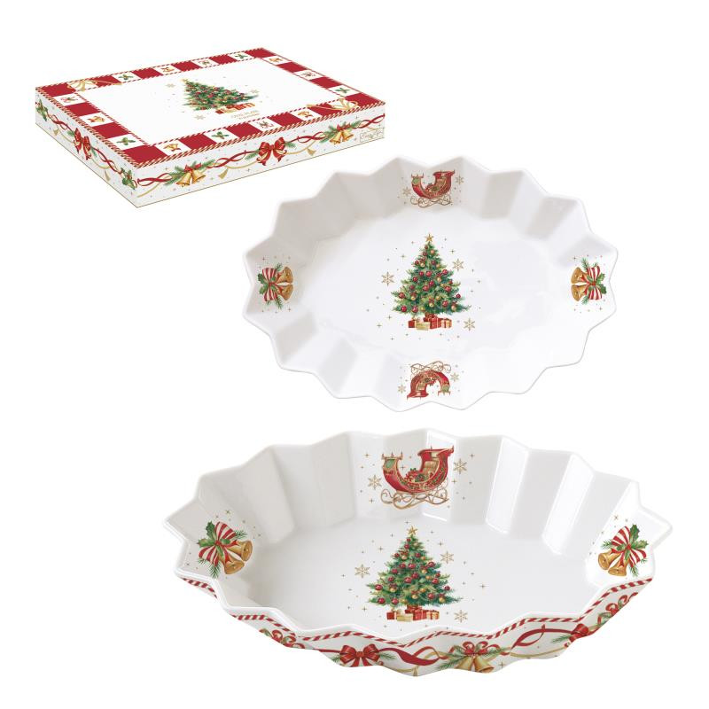 Piatto ovale 25x17 cm in porc.in color box CHRISTMAS TALE