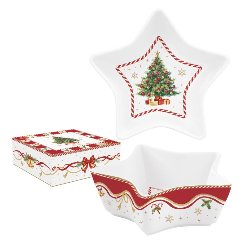 Ciotola a stella Ø 15 h 5 cm in porc.in color box CHRISTMAS TALE
