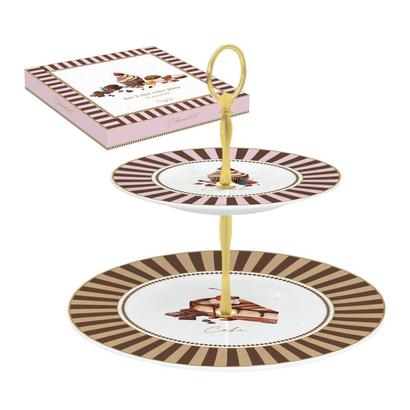 Alzata torta a 2 piani Ø 14,5/18 cm in porc.in color box SWEET MOMENTS