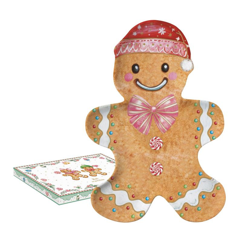 Piatto sagomato 17x25 cm in porc.in c.b. SWEET CHRISTMAS