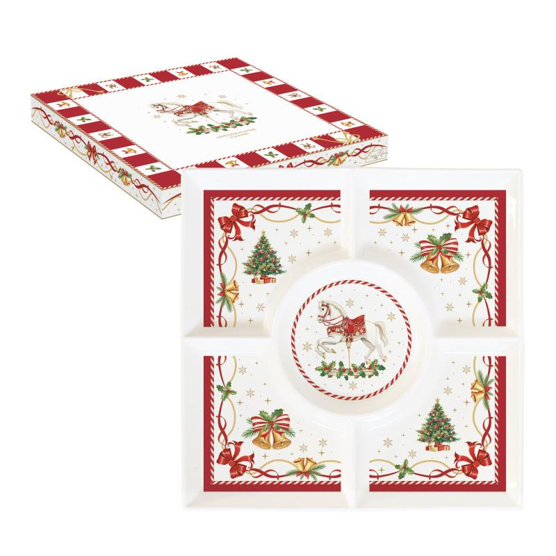 Vassoio aperitivi 25x25 cm in porc.in c.b. CHRISTMAS TALE