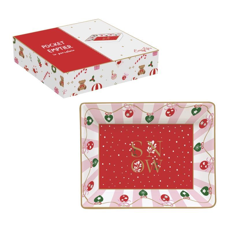 Svuota tasche in porcellana 14x11 cm in color box CHRISTMAS TWIST