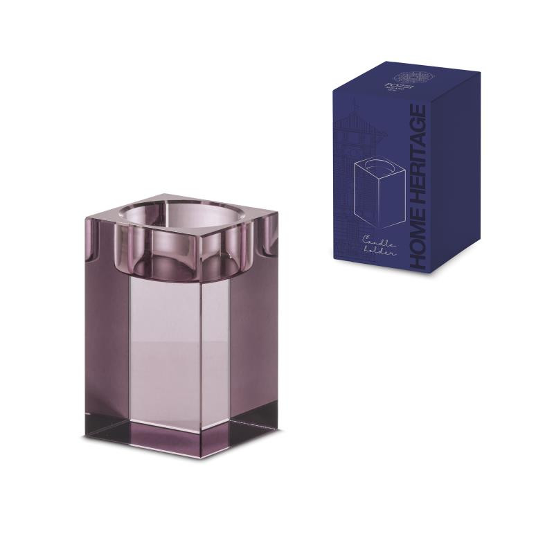 Portacandela in cristallo h 8 cm in color box VIOLA