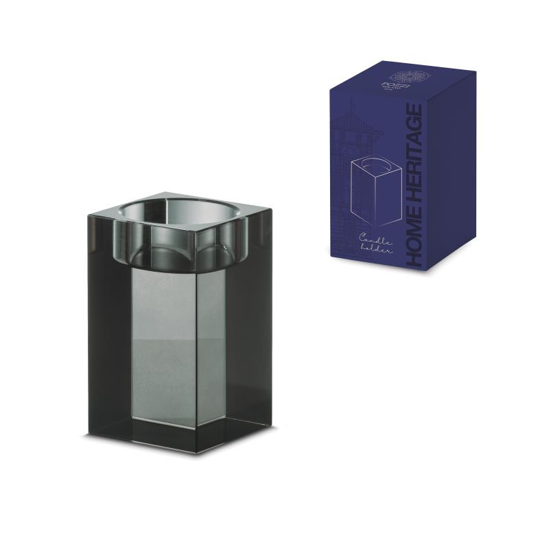Portacandela in cristallo h 8 cm in color box SMOKE GREY