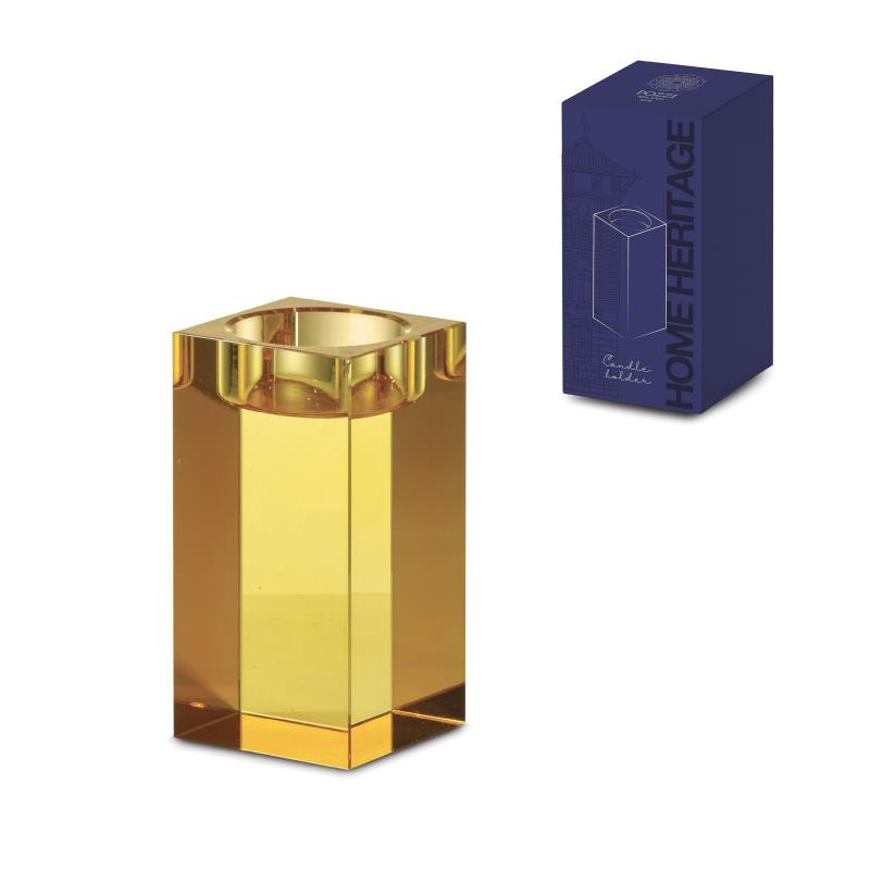 Portacandela in cristallo h 10 cm in color box AMBRA