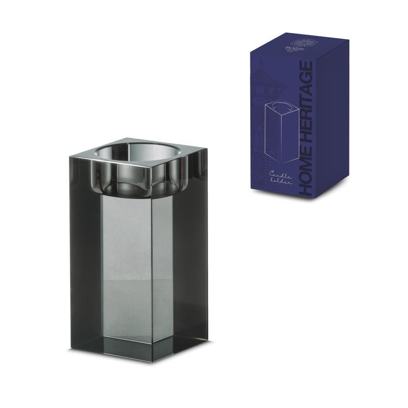Portacandela in cristallo h 10 cm in color box SMOKE GREY