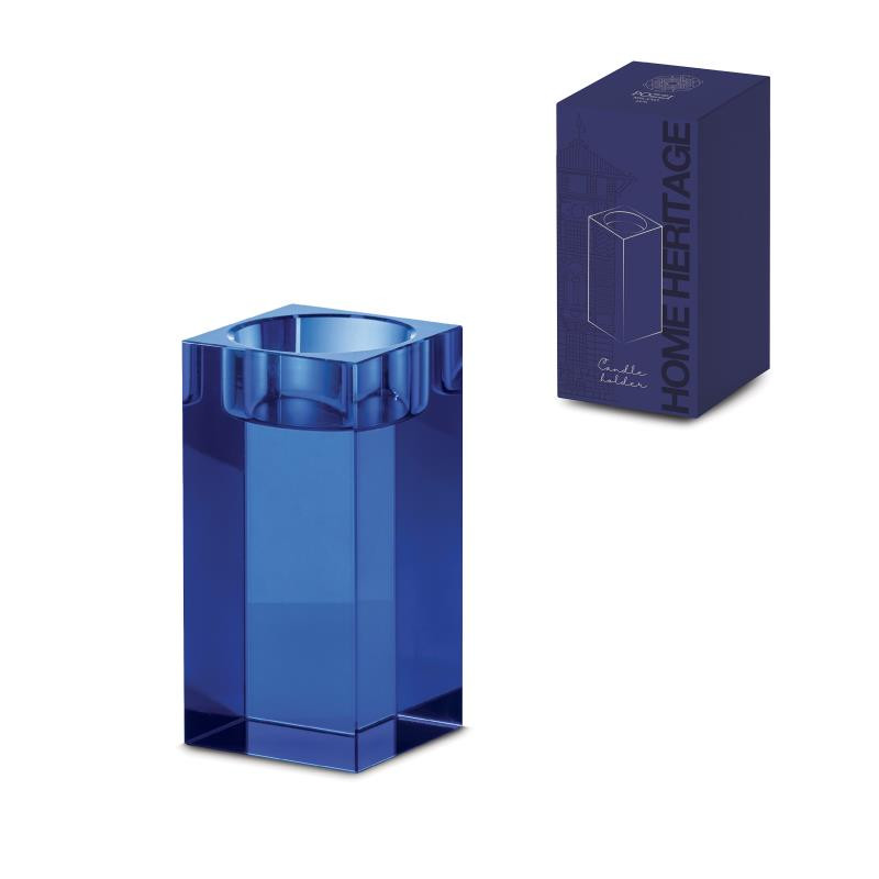 Portacandela in cristallo h 10 cm in color box DARK BLUE